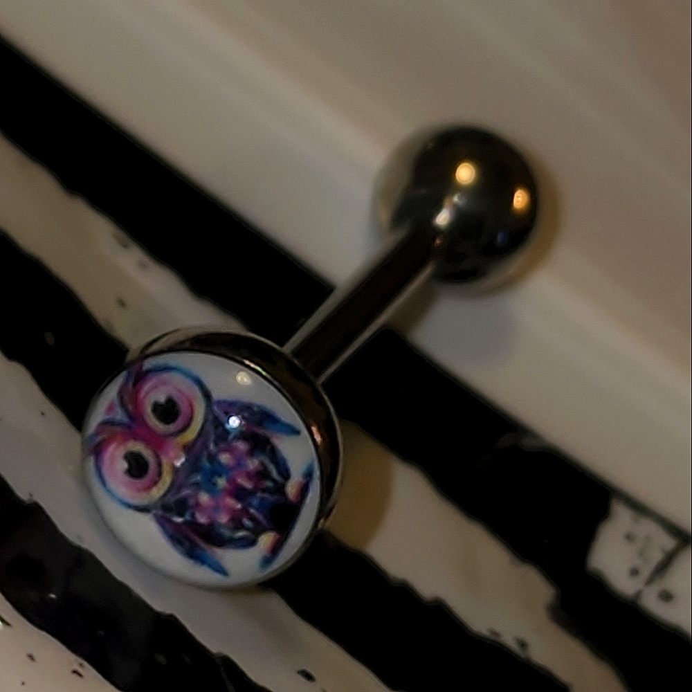 14g Owl tongue ring
